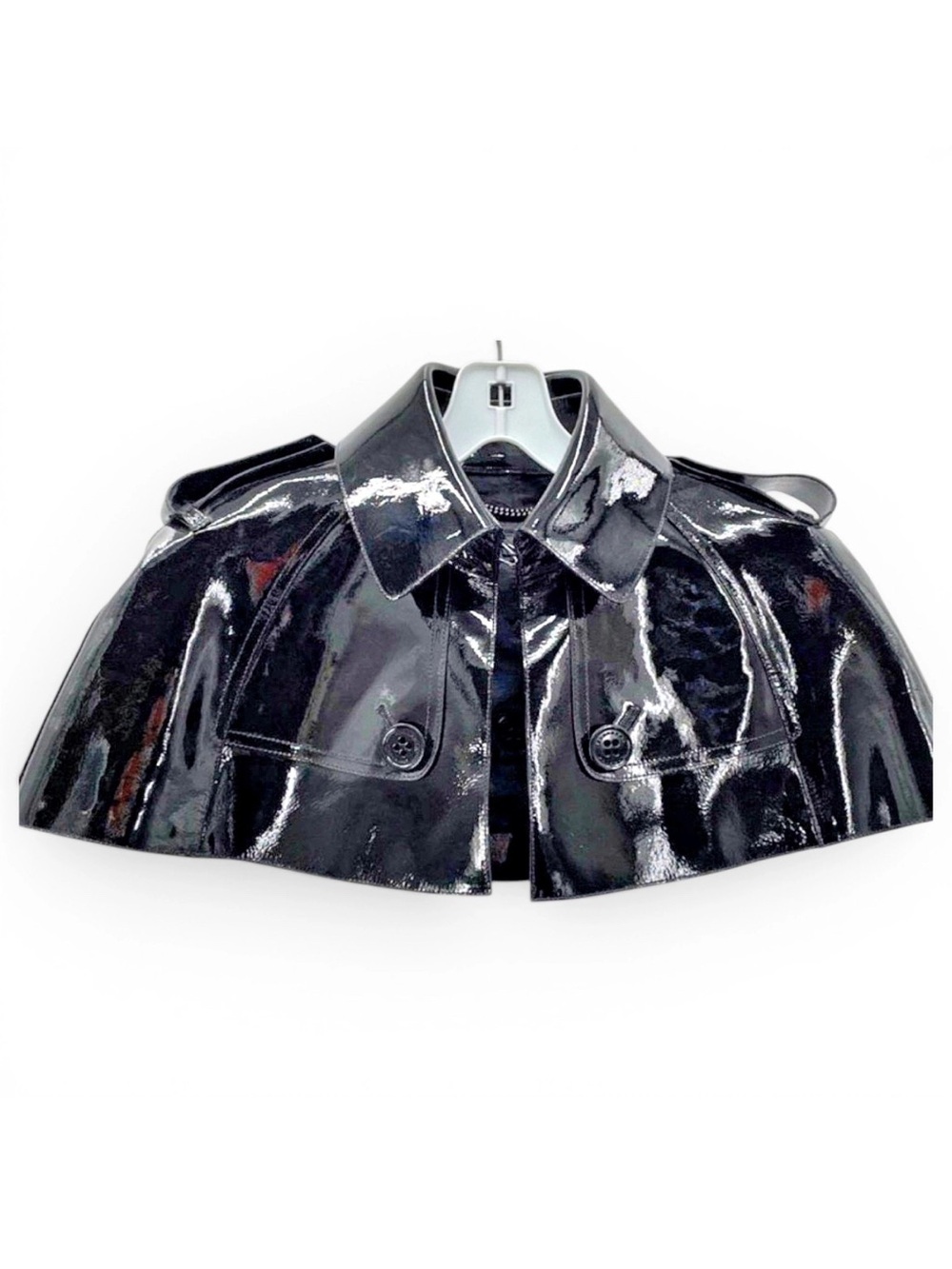 Archival Burberry Prorsum AW14 Black Patent Leather Cropped Cape – Size S
